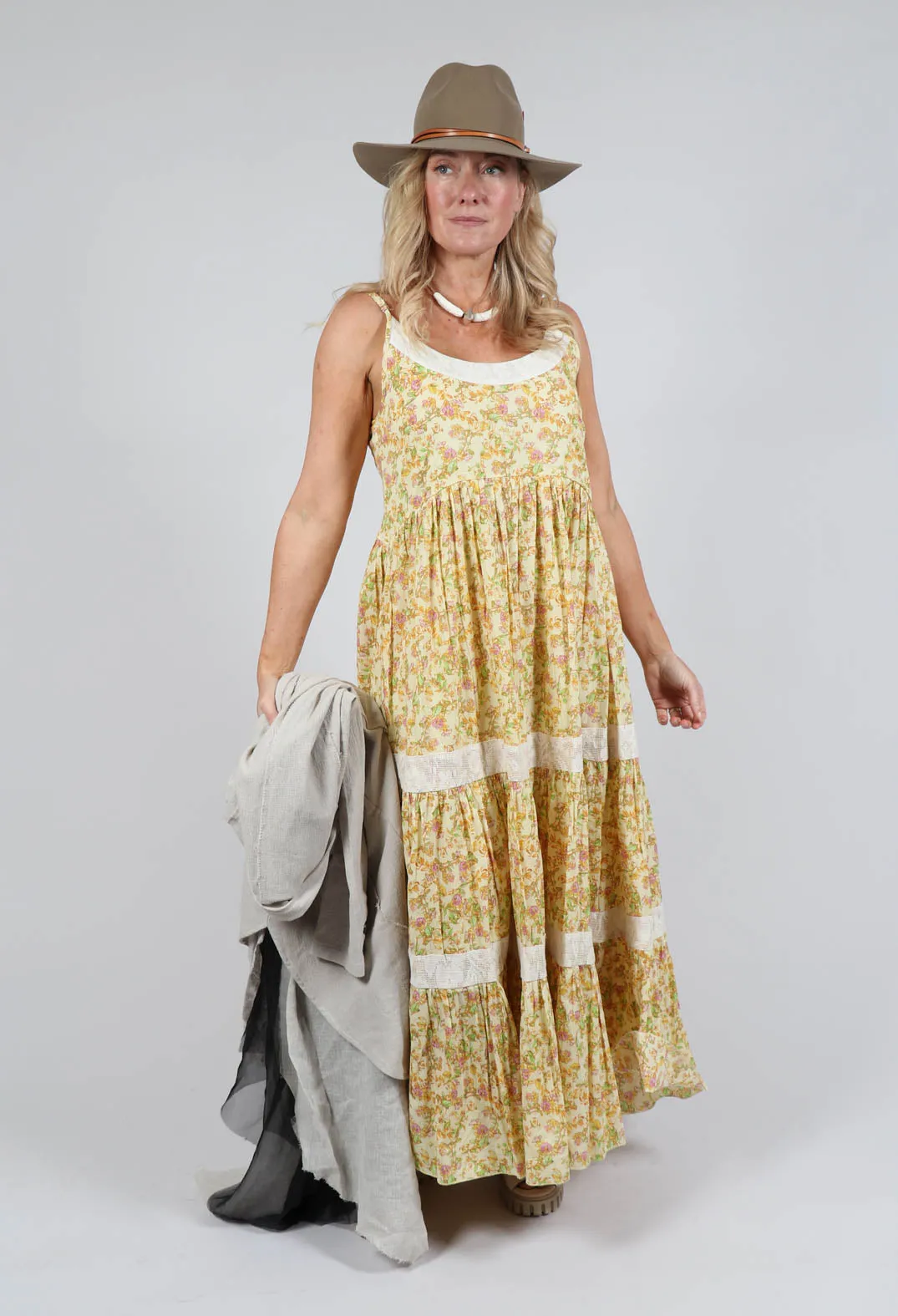 A Line Floral Gisele Print Dress with Thin Straps