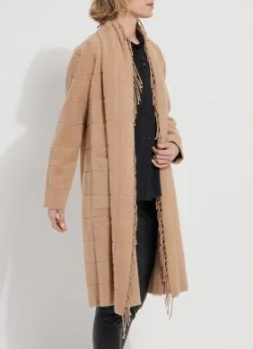 Women's Alice Fringe Sweater Coat in Macaroon Plaid