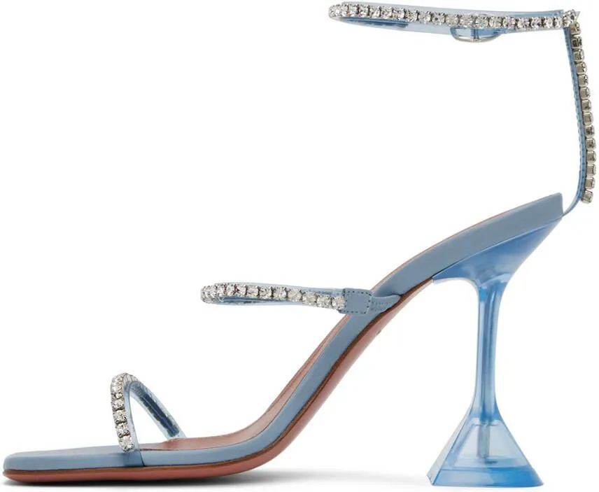 Blue Amina Muaddi Gilda Glass Heeled Sandals