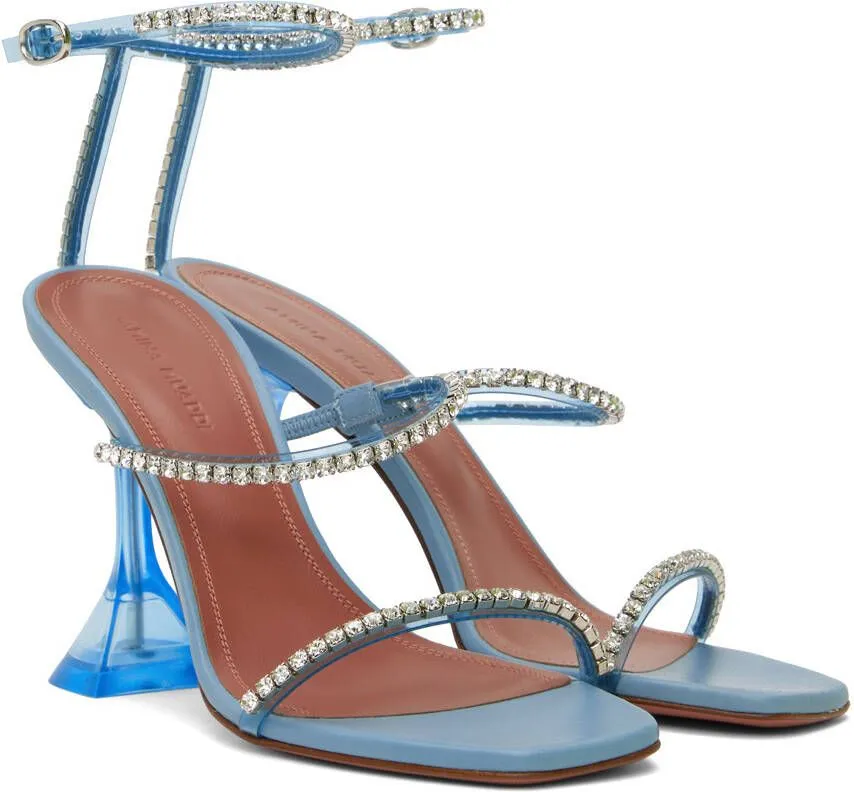 Blue Amina Muaddi Gilda Glass Heeled Sandals