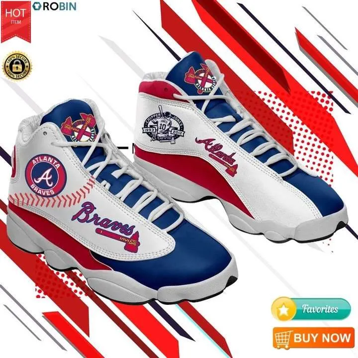 Atlanta Braves Sneakers Baseball Team Sneakers Jordan 13 Shoes For Men Women