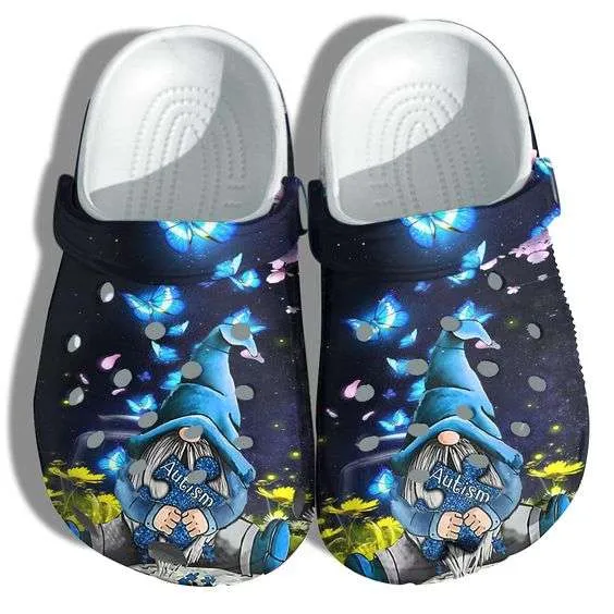 Autism Awareness Day Gnome Blue Autism Puzzle Pieces Crocs Clog Shoes