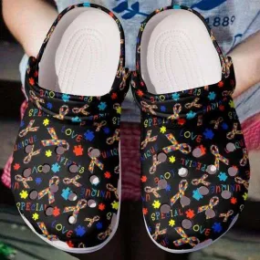 Autism Awareness Day Special Autism Ribbon Puzzle Pieces Crocs Crocband Clog Shoes