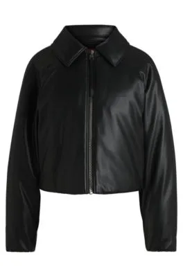 Balloon Shape Padded Faux Leather Jacket