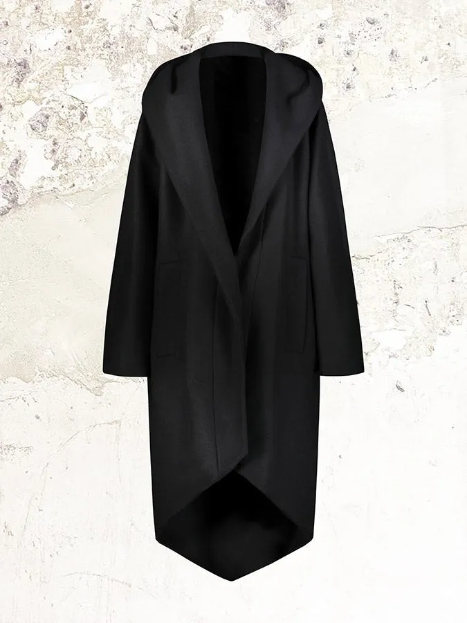 Black Hooded Long Coat by Alexandre Vauthier