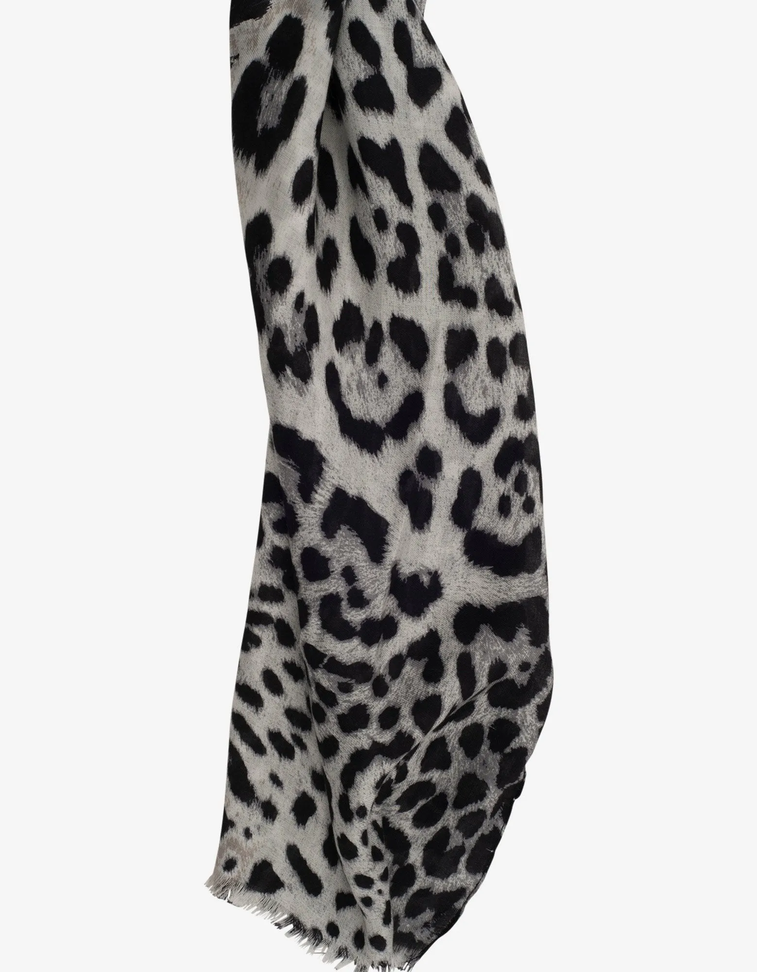 Leopard Print Silk Scarf - Black