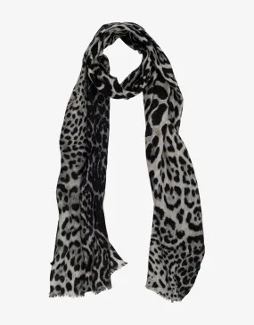 Leopard Print Silk Scarf - Black