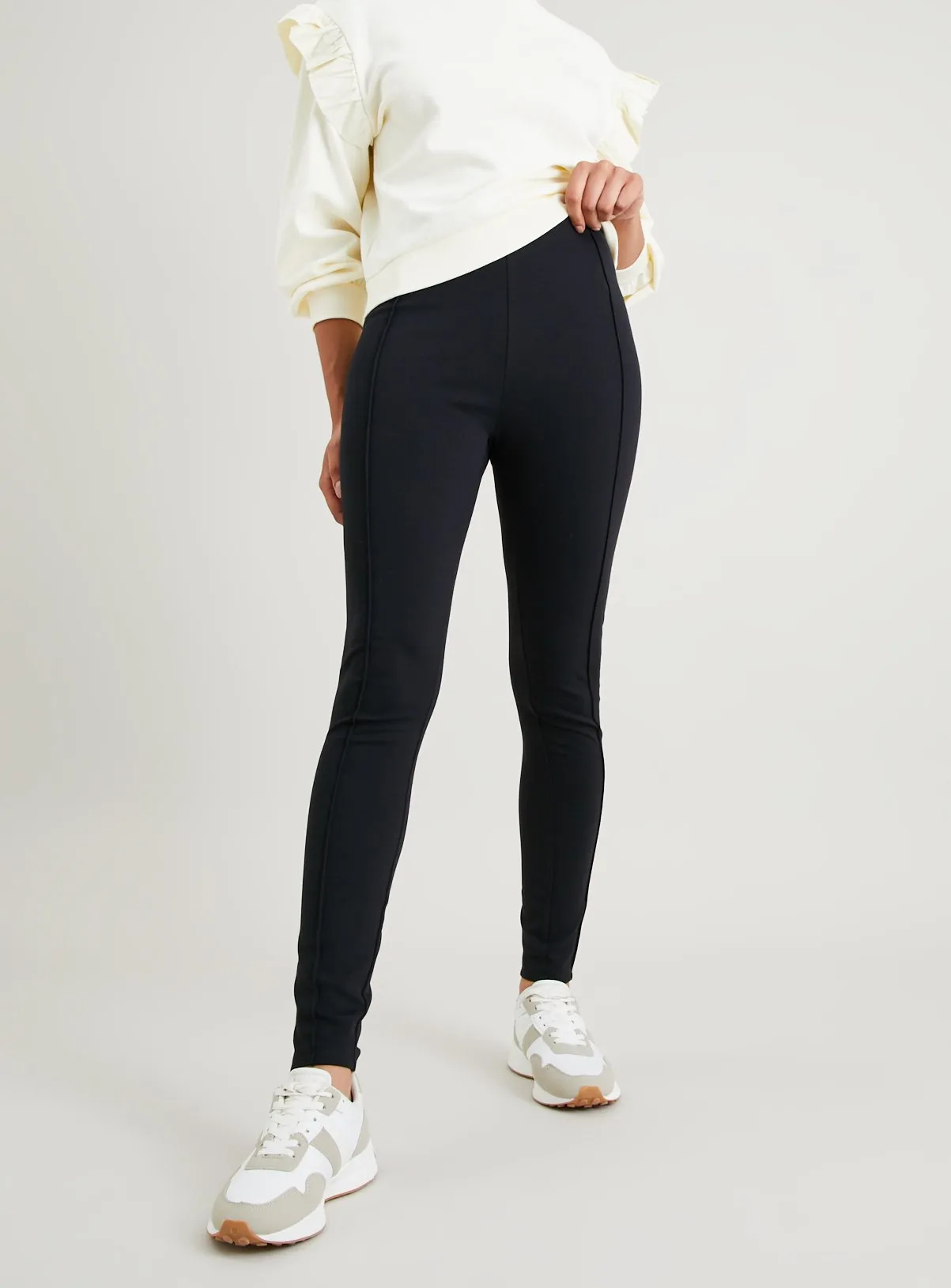 Black Smart Ponte Pintuck Leggings 24R - Buy Leggings - Tu