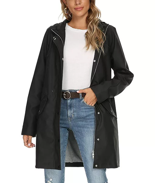 Black Women's Hooded Raincoat | Top Quality