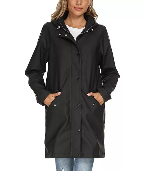 Black Women's Hooded Raincoat | Top Quality