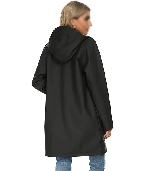 Black Women's Hooded Raincoat | Top Quality