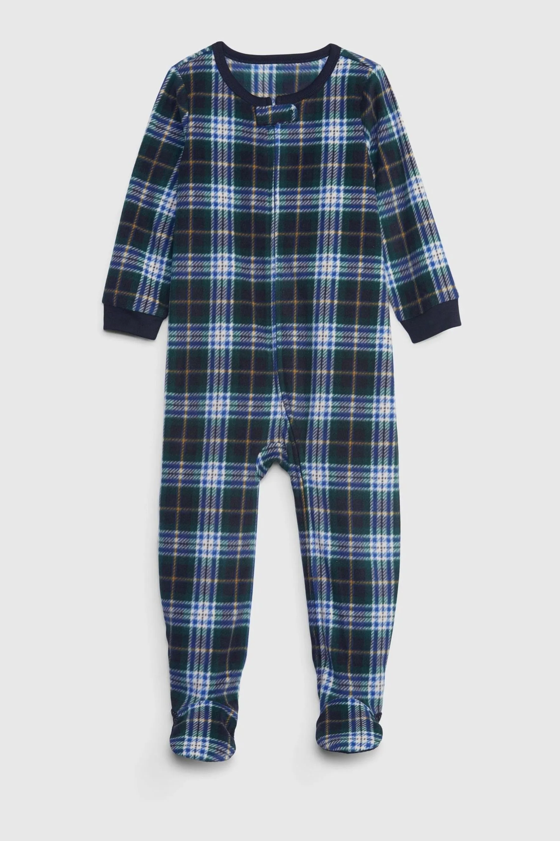 Blue & Green Check Print Pyjama Footed Toddler Sleepsuit