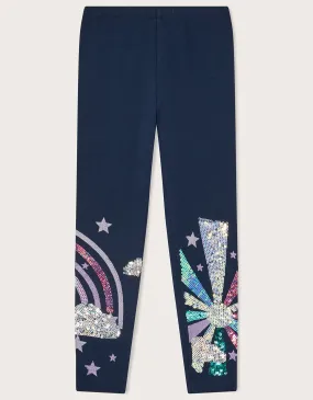 Blue Sparkly Rainbow Leggings