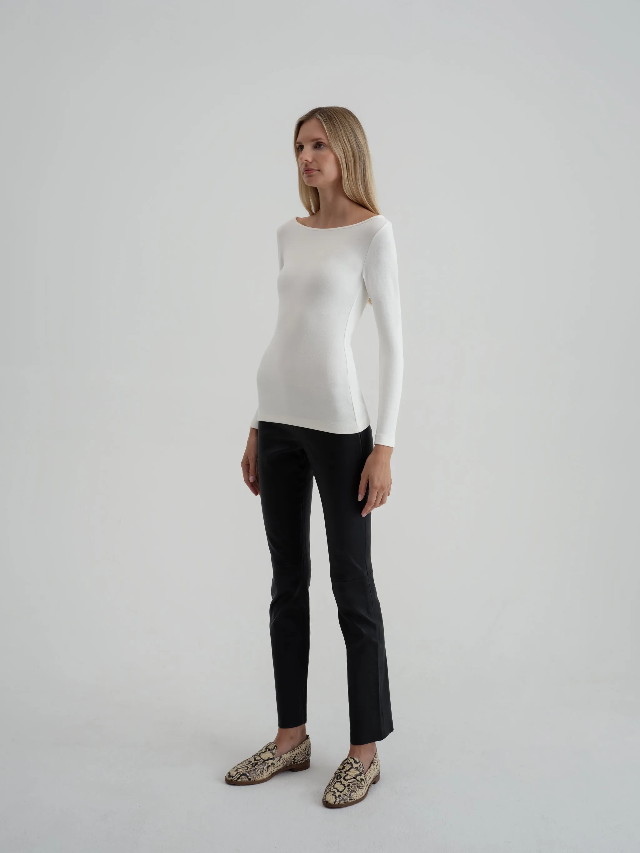 White Boatneck Top