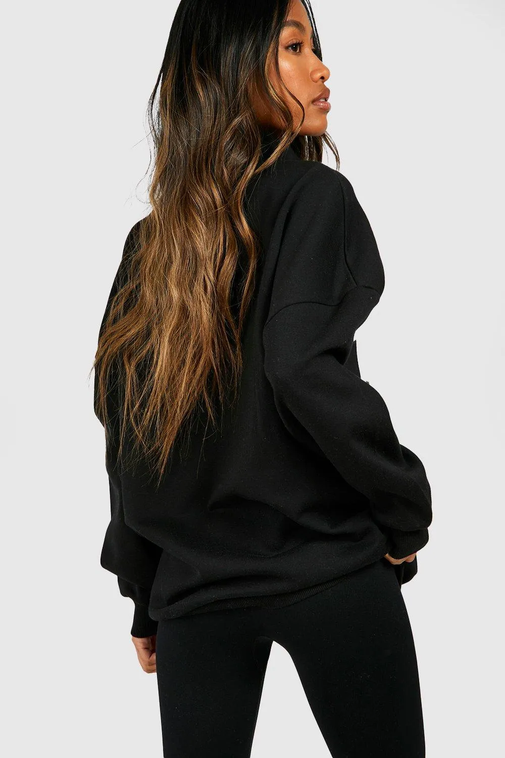 boohoo Hoodies & Sweatshirts: Dsgn Studio Half Zip Applique Oversized Sweatshirt