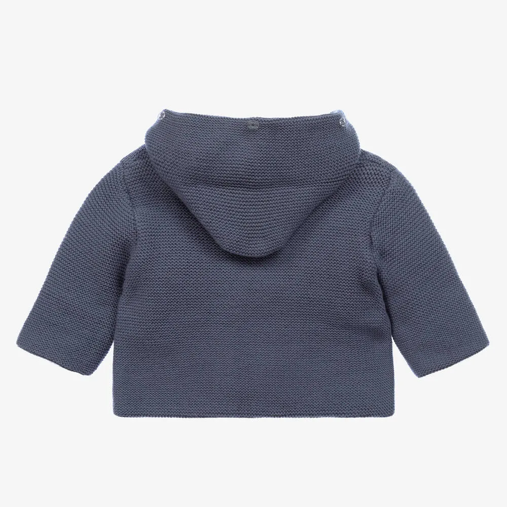 Boys Blue Knit Pram Coat in Petrol - Shop Now.