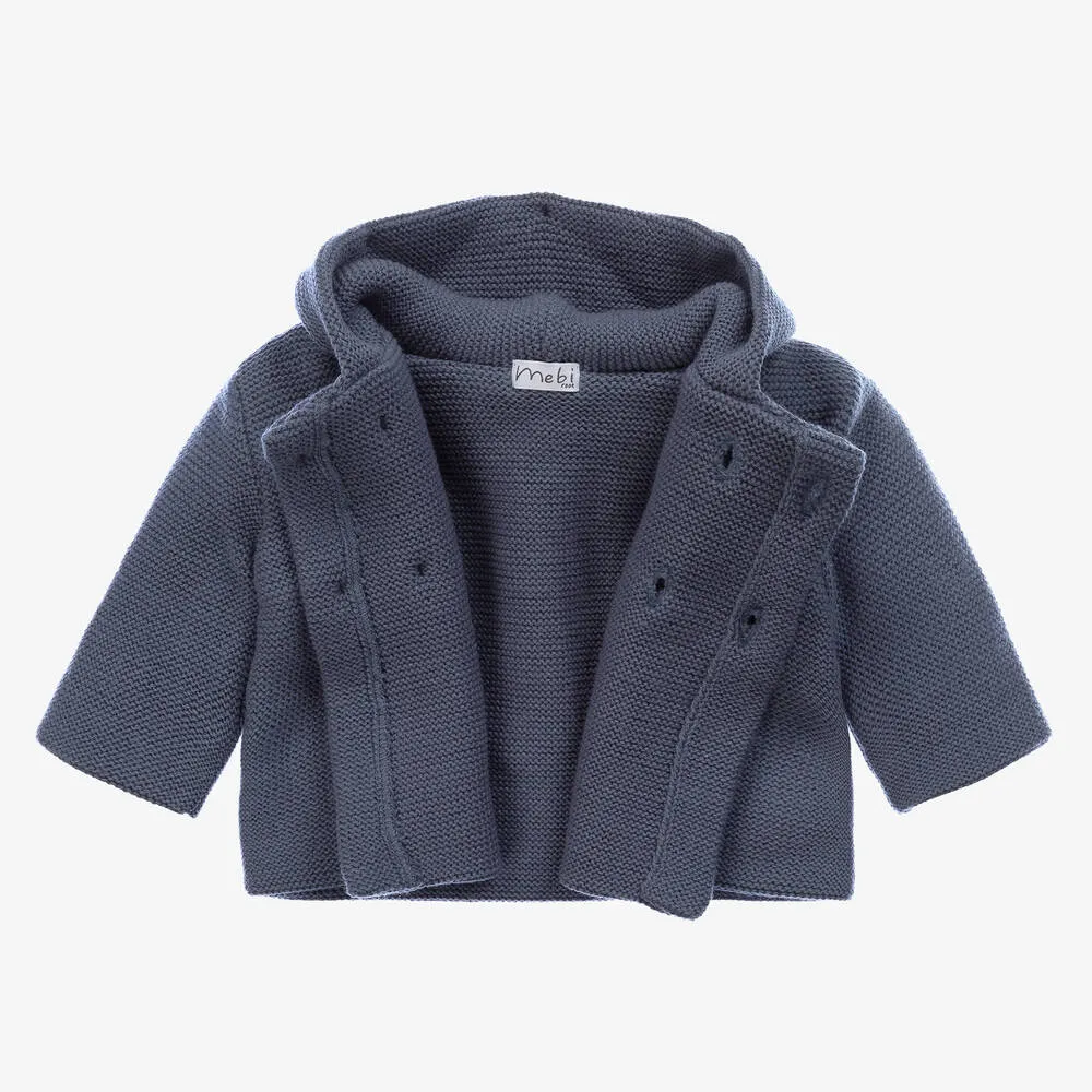 Boys Blue Knit Pram Coat in Petrol - Shop Now.