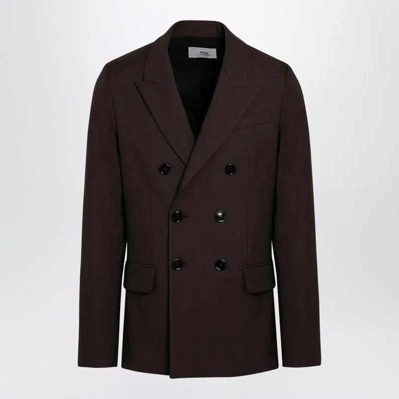 Brown Wool Double-Breasted Jacket