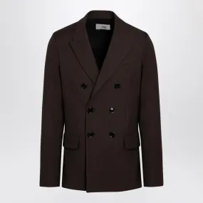 Brown Wool Double-Breasted Jacket