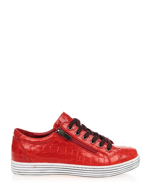 Cabello Red Crocodile Print Sneakers - Unity Design