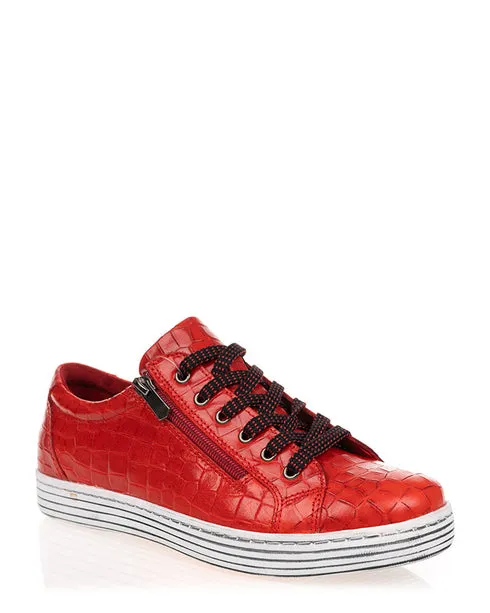 Cabello Red Crocodile Print Sneakers - Unity Design