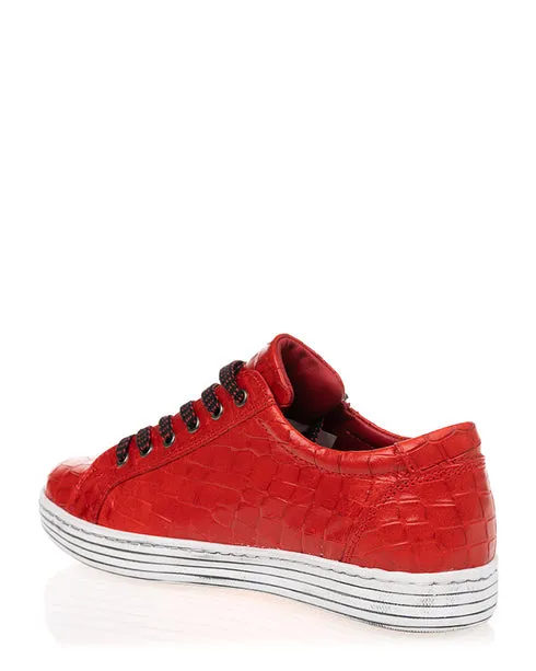 Cabello Red Crocodile Print Sneakers - Unity Design