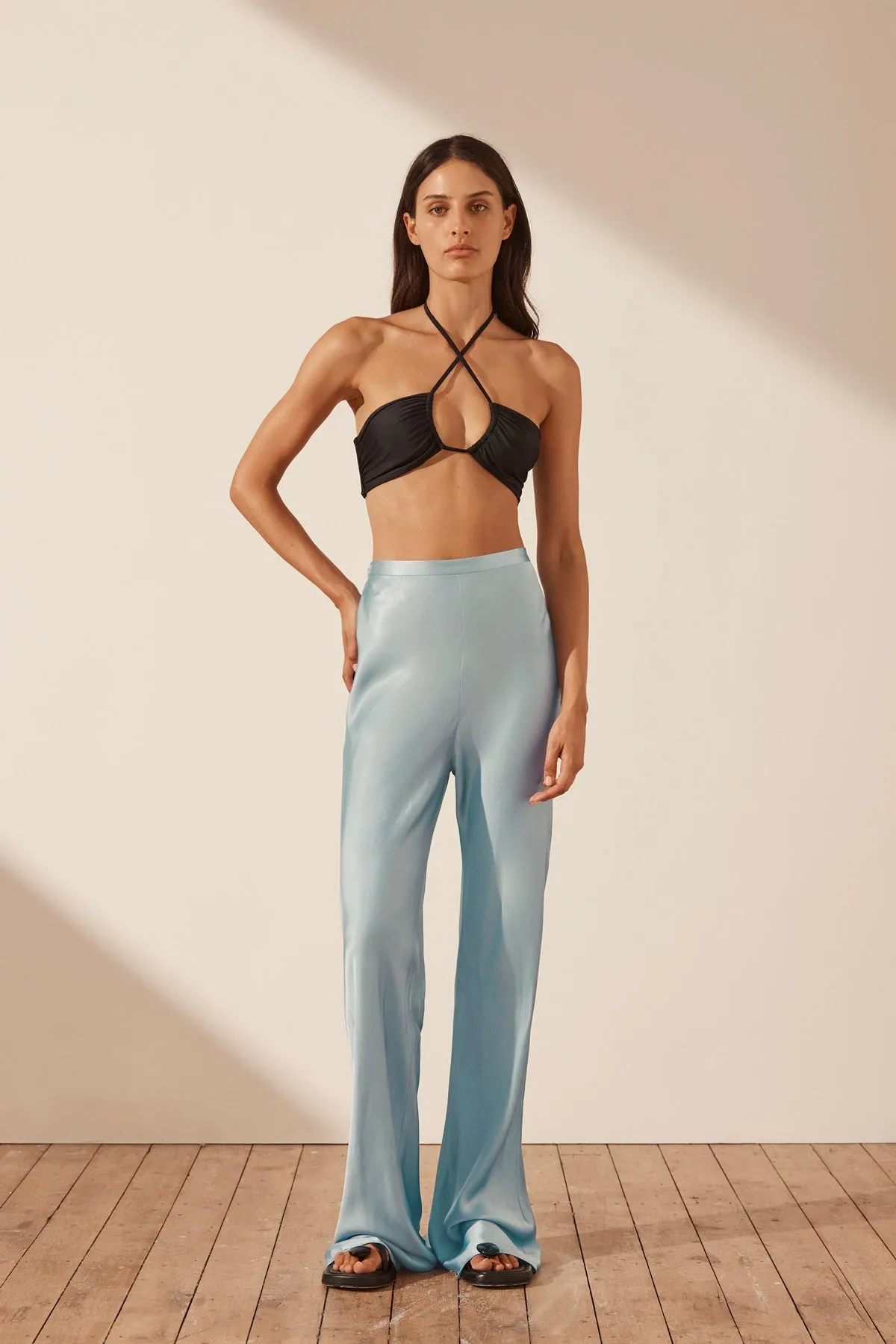 Cool Blue Camille Bias Cut Pants