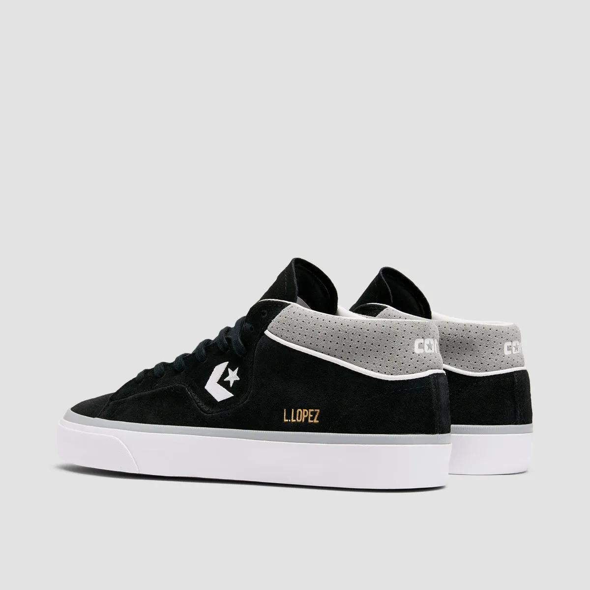 Converse Louie Lopez Pro Mid Top Shoes Black Ash Stone White