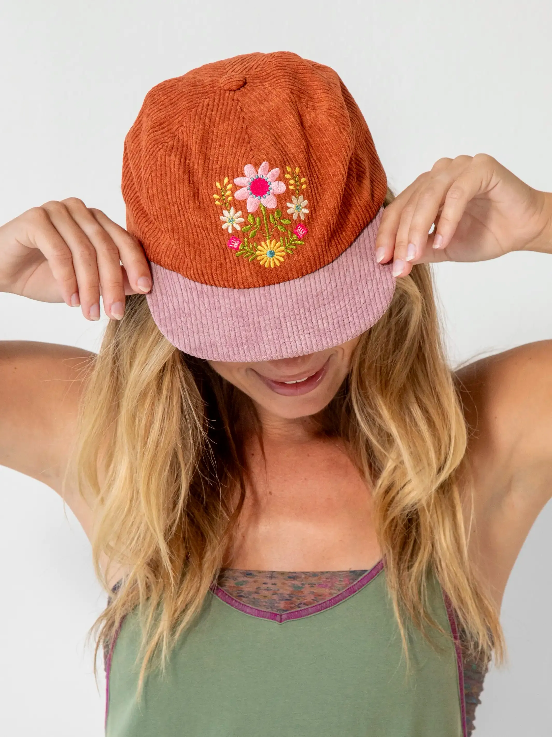 Folk Floral Corduroy Snapback