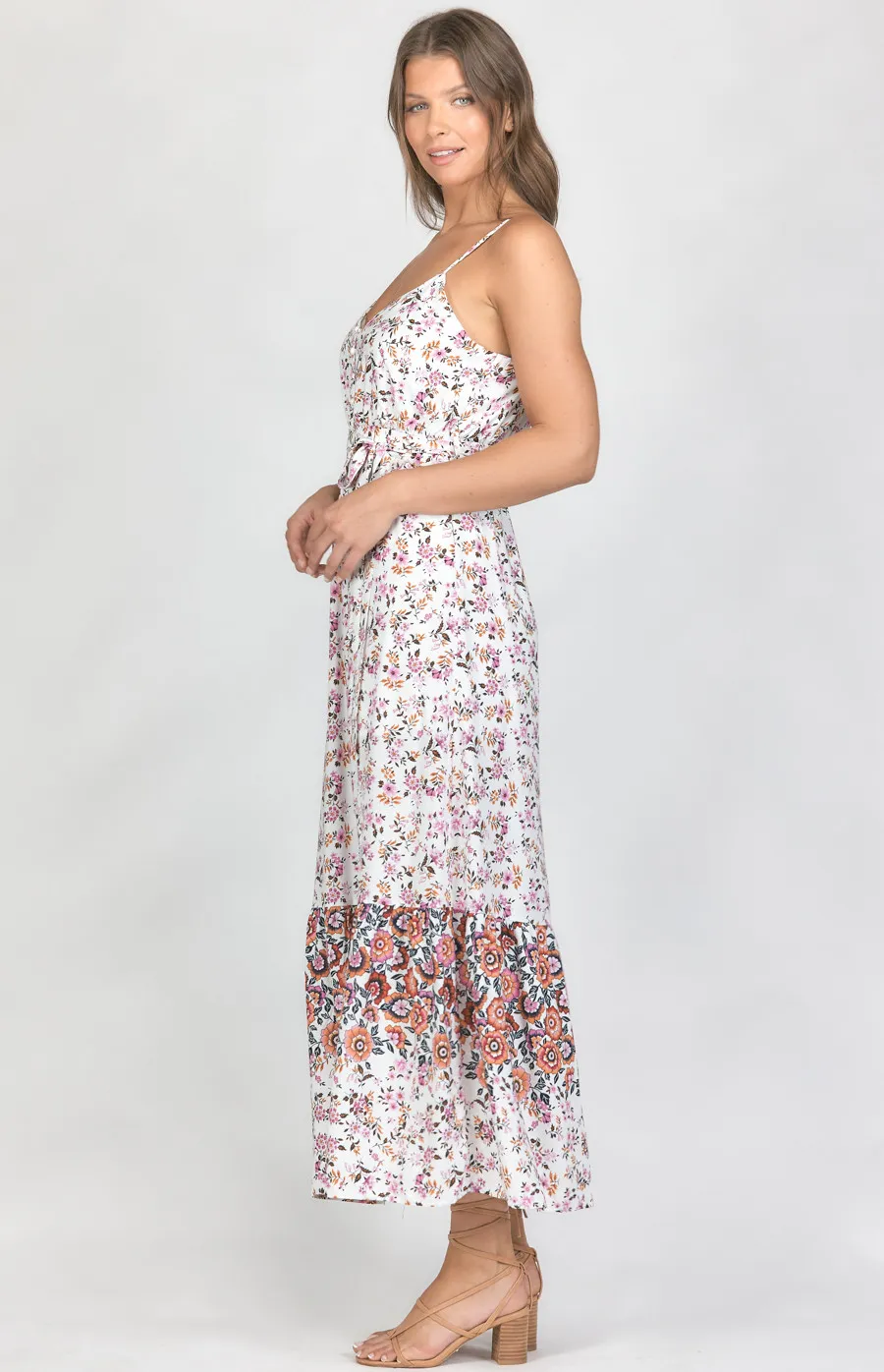 Boho Maxi Dress with Button Details Cotton Print (SDR959A)