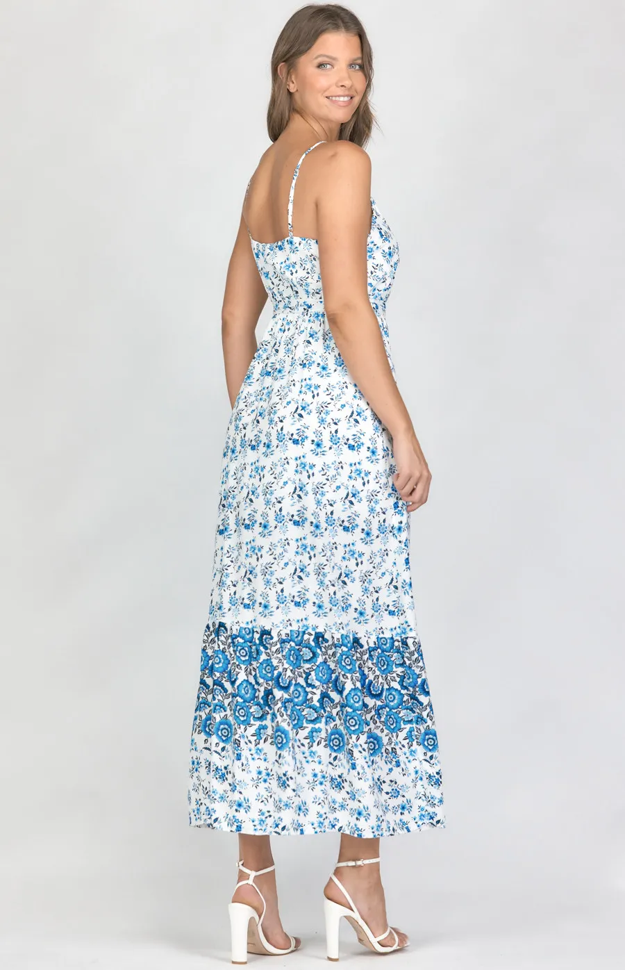 Boho Maxi Dress with Button Details Cotton Print (SDR959A)