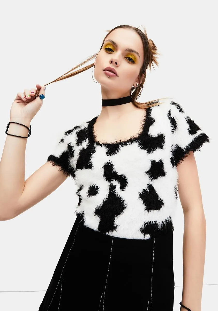 Cow Chic Fuzzy Sweater-