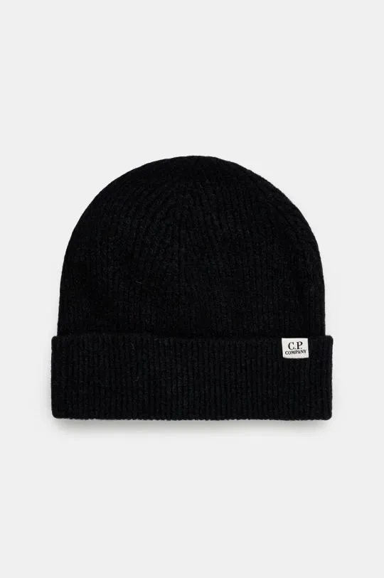 Black C.P. Company Wool Blend Beanie Knit Cap 17CMAC300A006170A