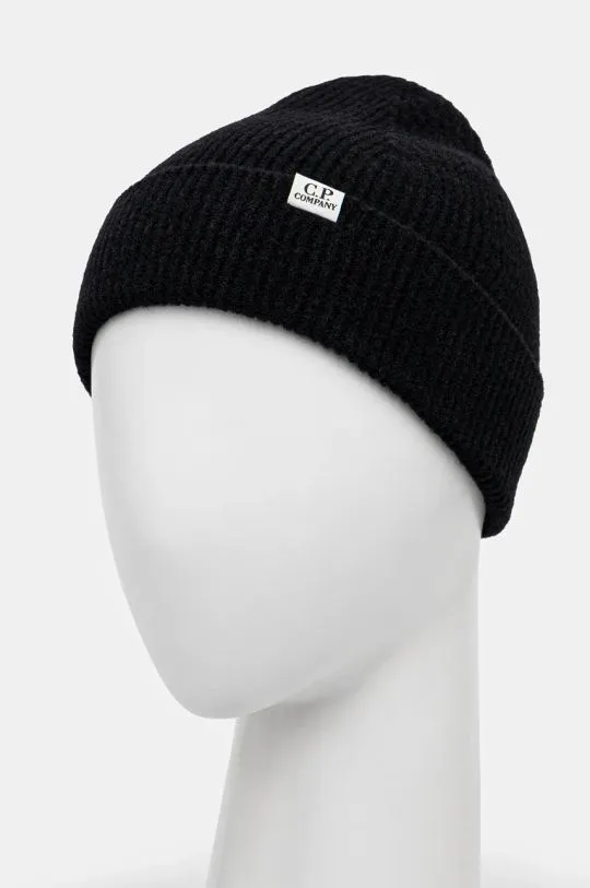 Black C.P. Company Wool Blend Beanie Knit Cap 17CMAC300A006170A