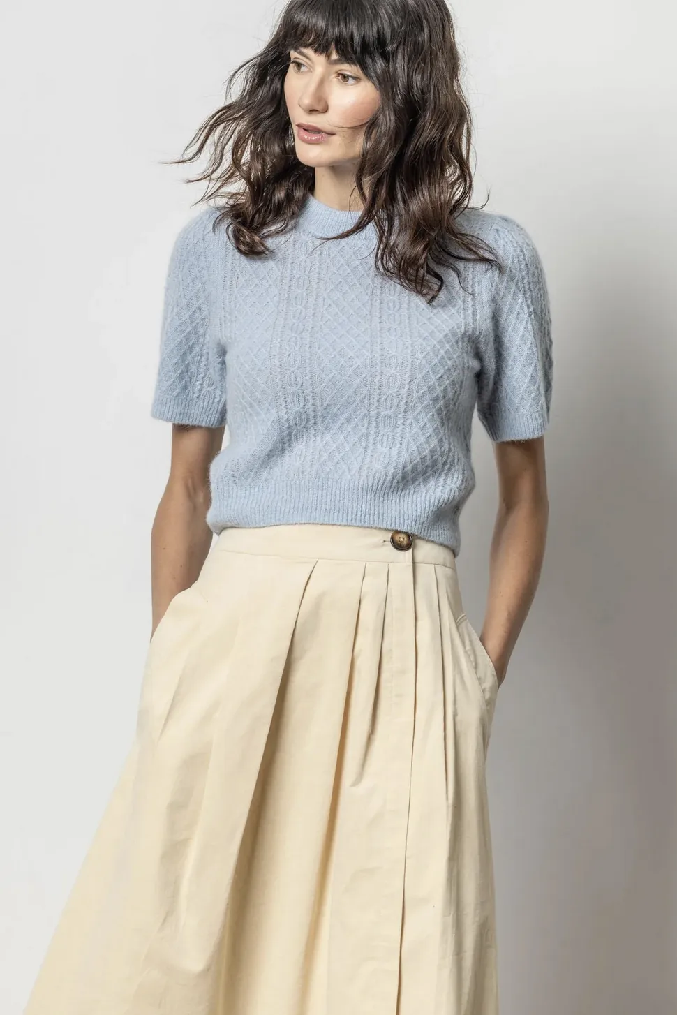 CROPPED CABLE SWEATER