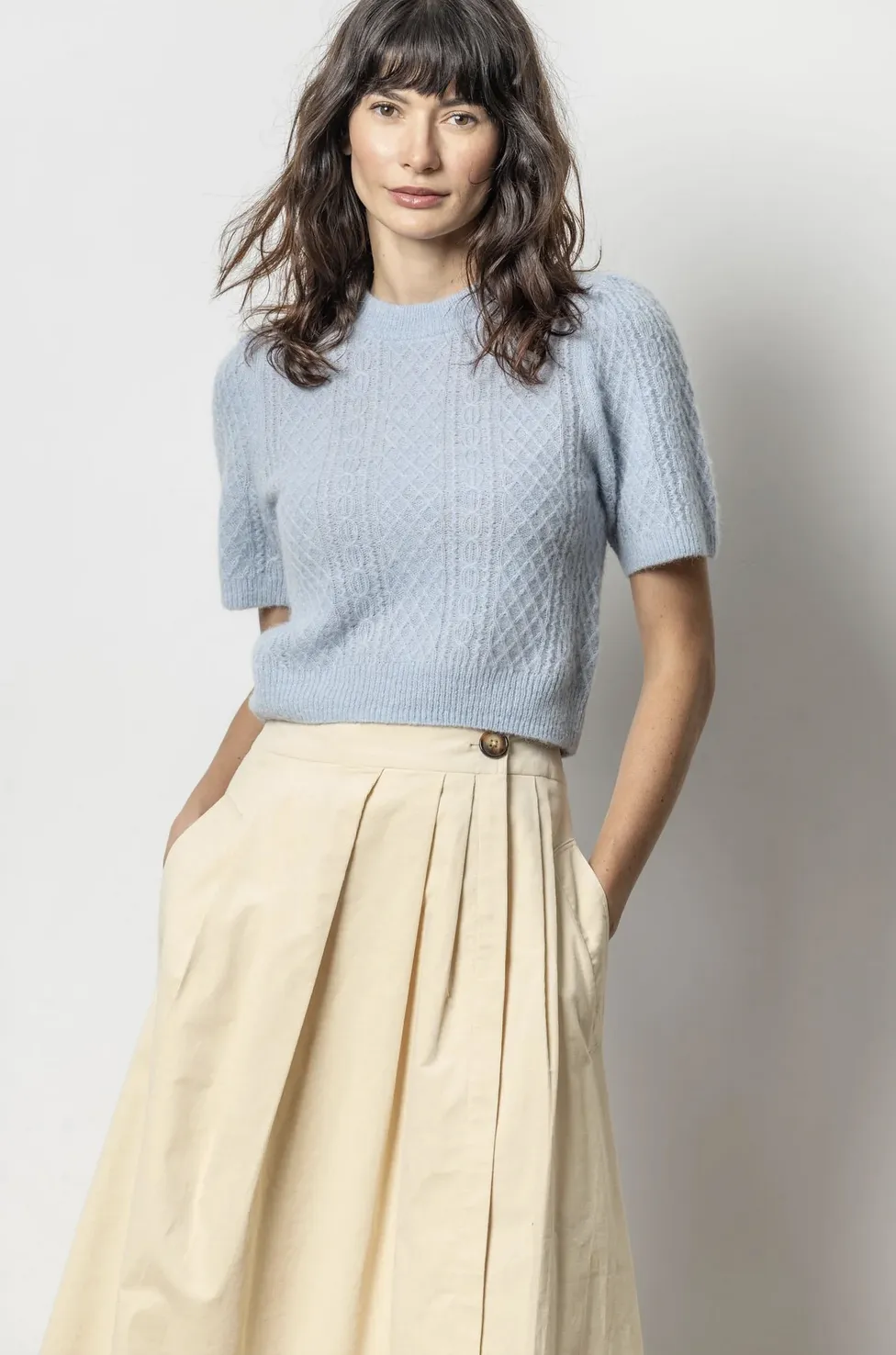 CROPPED CABLE SWEATER