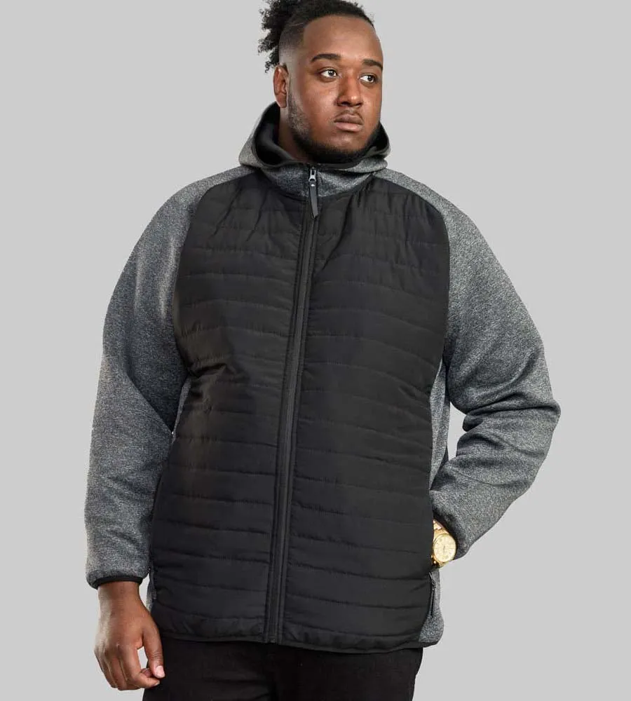 Big Men's Quilted Jacket With Fleece Sleeves & Hood D555 (HIGHAMPTON)