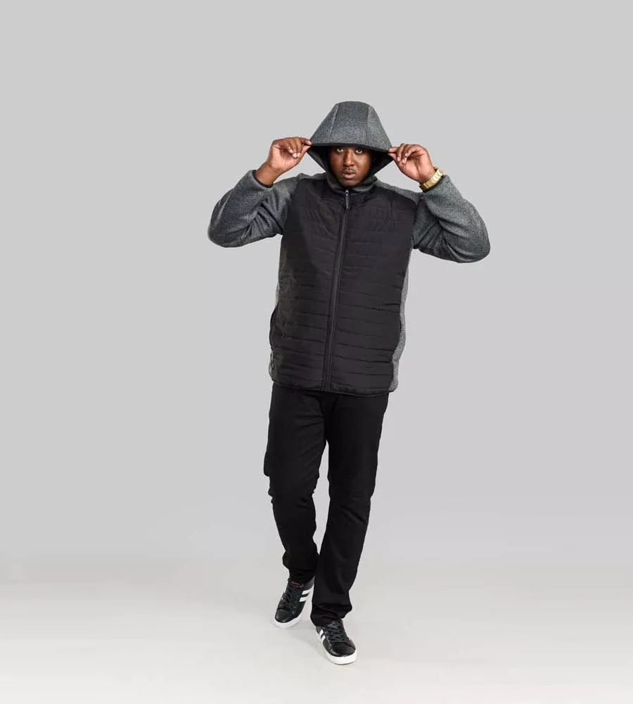 Big Men's Quilted Jacket With Fleece Sleeves & Hood D555 (HIGHAMPTON)