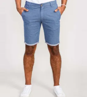 Blue Stretch Chambray Shorts (ALDERTON) by D555 Mens