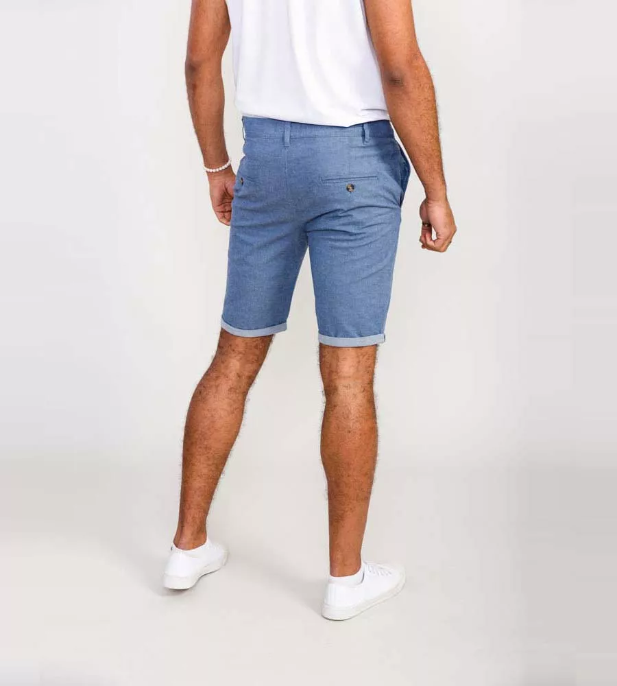 Blue Stretch Chambray Shorts (ALDERTON) by D555 Mens