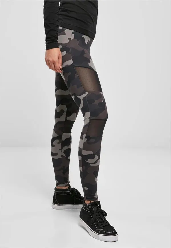 Darkcamo/Black Tech Mesh Leggings for Women - Urban Classics