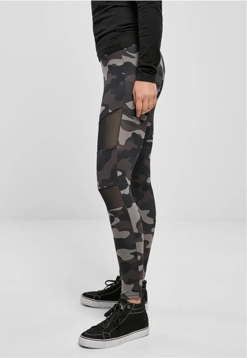 Darkcamo/Black Tech Mesh Leggings for Women - Urban Classics