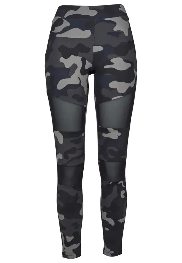 Darkcamo/Black Tech Mesh Leggings for Women - Urban Classics