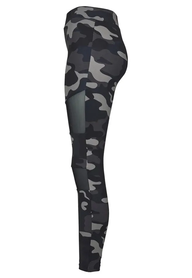 Darkcamo/Black Tech Mesh Leggings for Women - Urban Classics