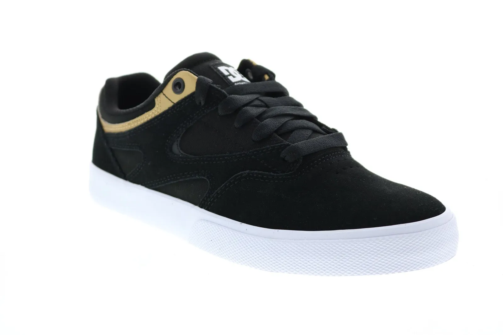 DC Kalis Vulc ADYS300569 Men's Black Suede Skate Sneakers.