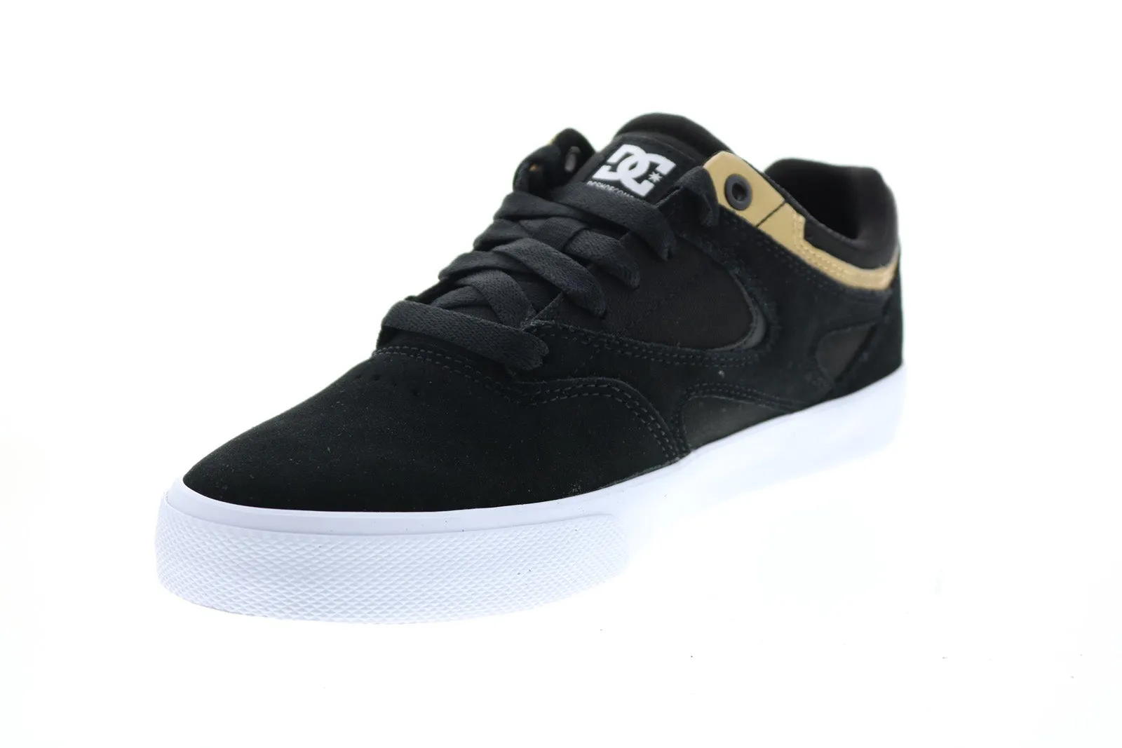 DC Kalis Vulc ADYS300569 Men's Black Suede Skate Sneakers.