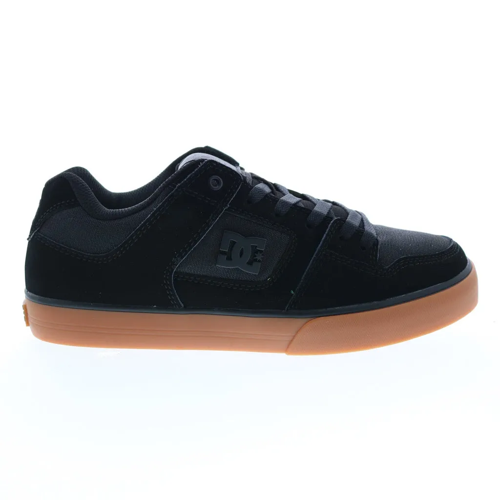 DC Pure 300660-BGM Men's Black Leather Lace-Up Skate Sneakers.