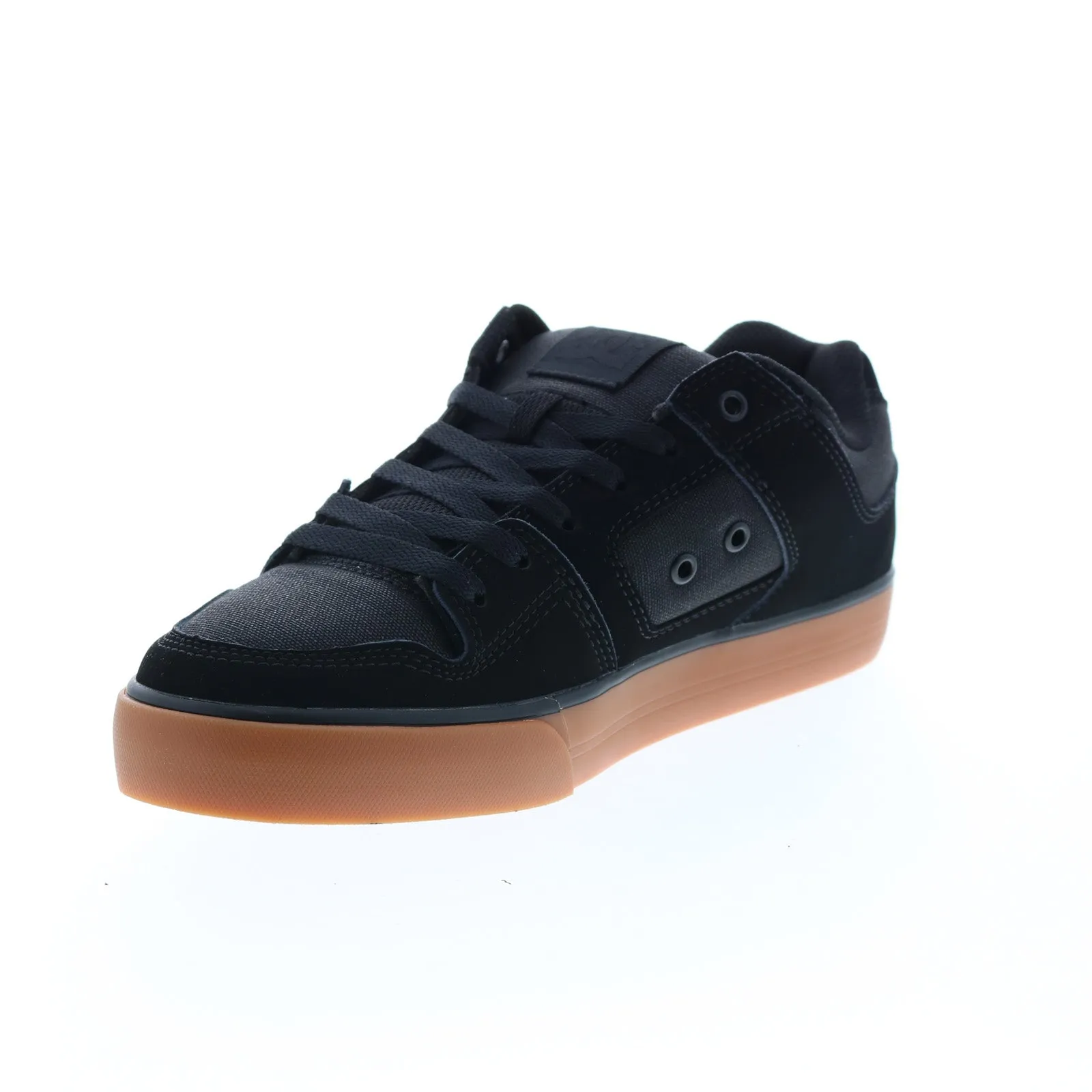 DC Pure 300660-BGM Men's Black Leather Lace-Up Skate Sneakers.