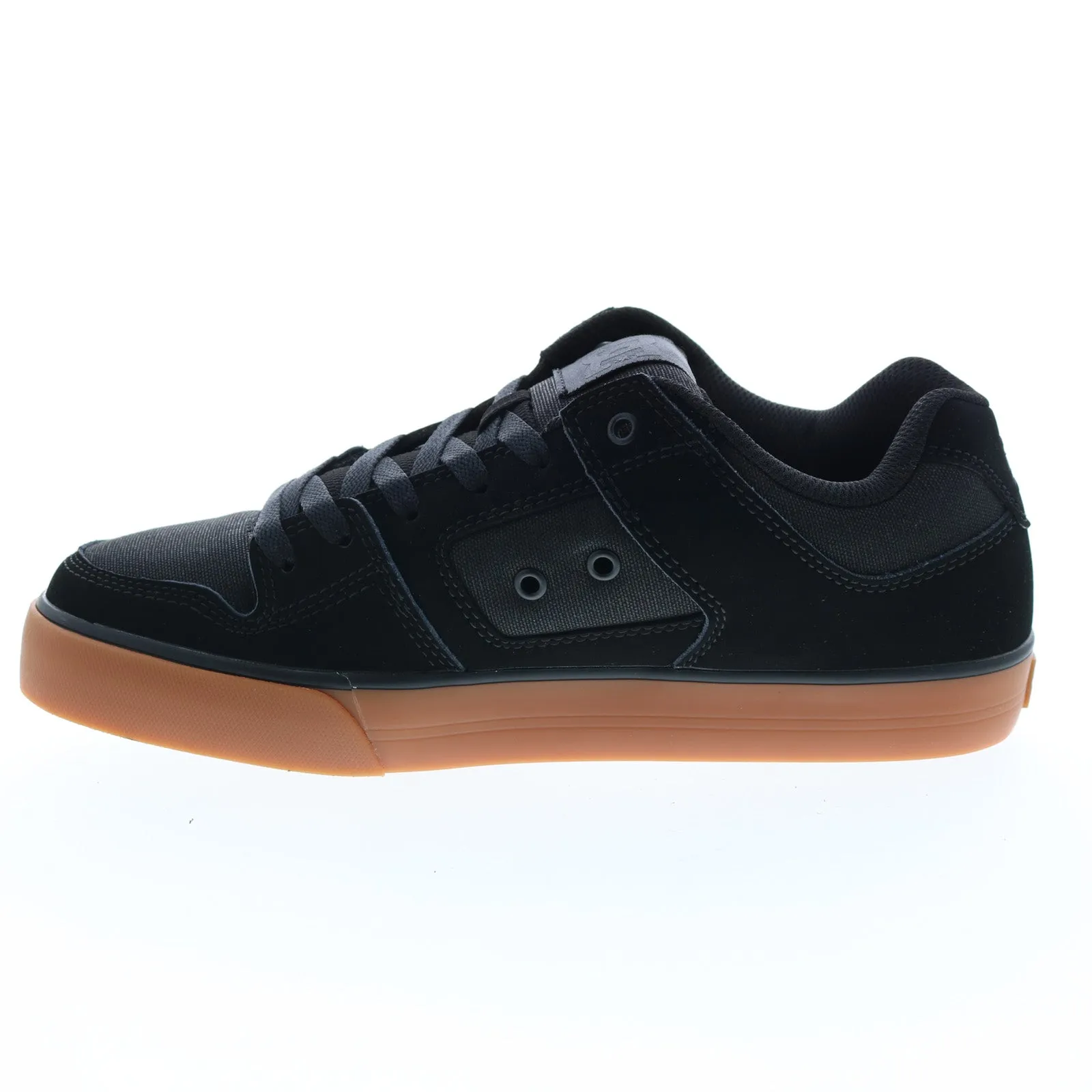 DC Pure 300660-BGM Men's Black Leather Lace-Up Skate Sneakers.