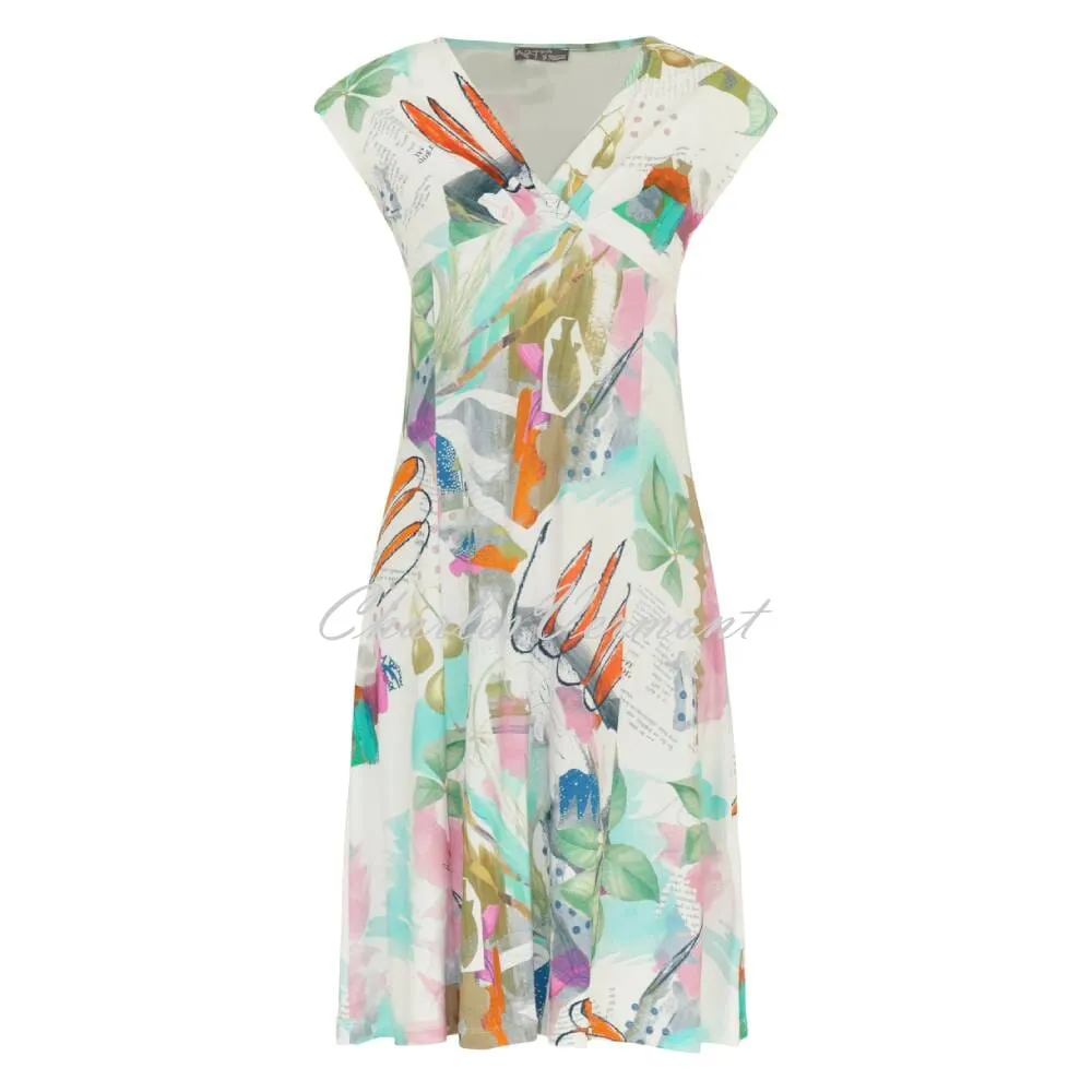 'Happy With Spring' Print Dress With Surplice Neckline - Style 24603 by Dolcezza